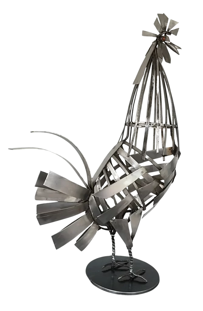 Le Coq du village - Coq de clocher -Coq inox pour décoration de jardin H 70CM
