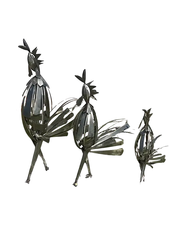 La basse cour - Le patriache de la basse cour et ses prétendants H 90, 70 et 50 cm