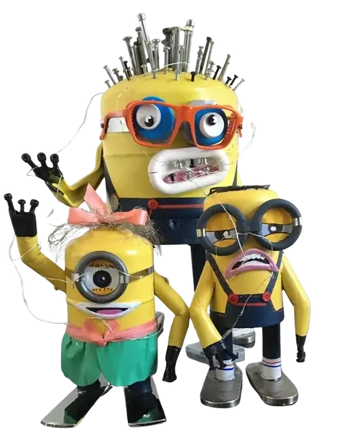 Famille Minions 3 - Réalisés avec des bouteilles camping gaz, accessoires de portes, vis