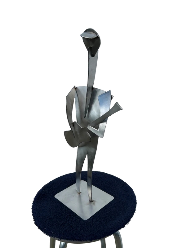 silhouette guitariste (manque true) silhouette guitariste - Inox découpé 2 mm. H 40 cm