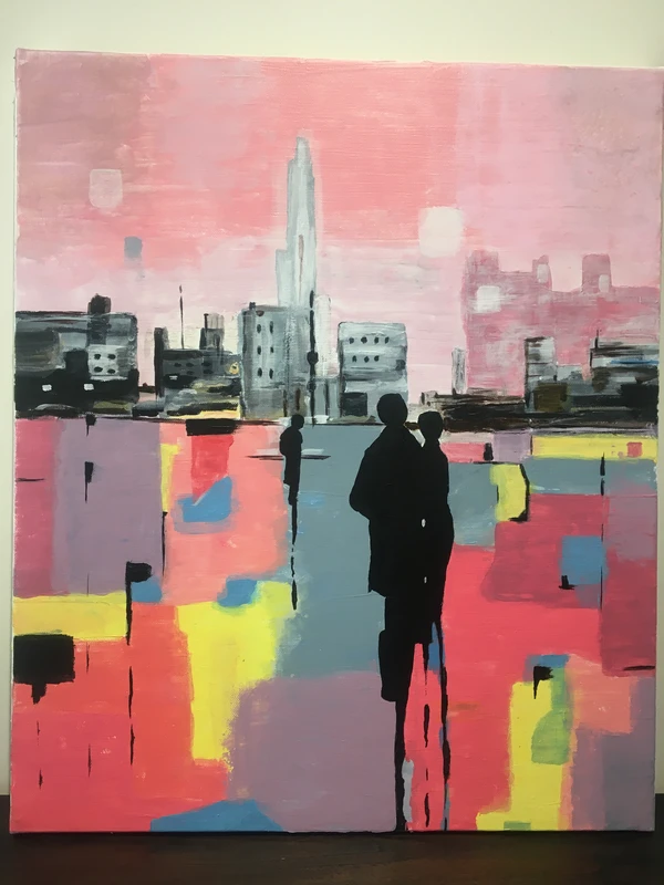 Promenade - peinture Acrylique sur bois - 40X50