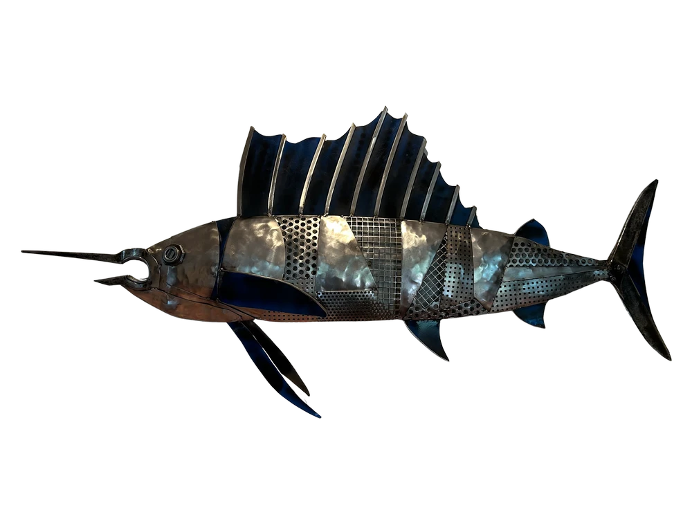 Espadon poisson Espadon - Réalisé en tôles martelées diverses - 150 X 50